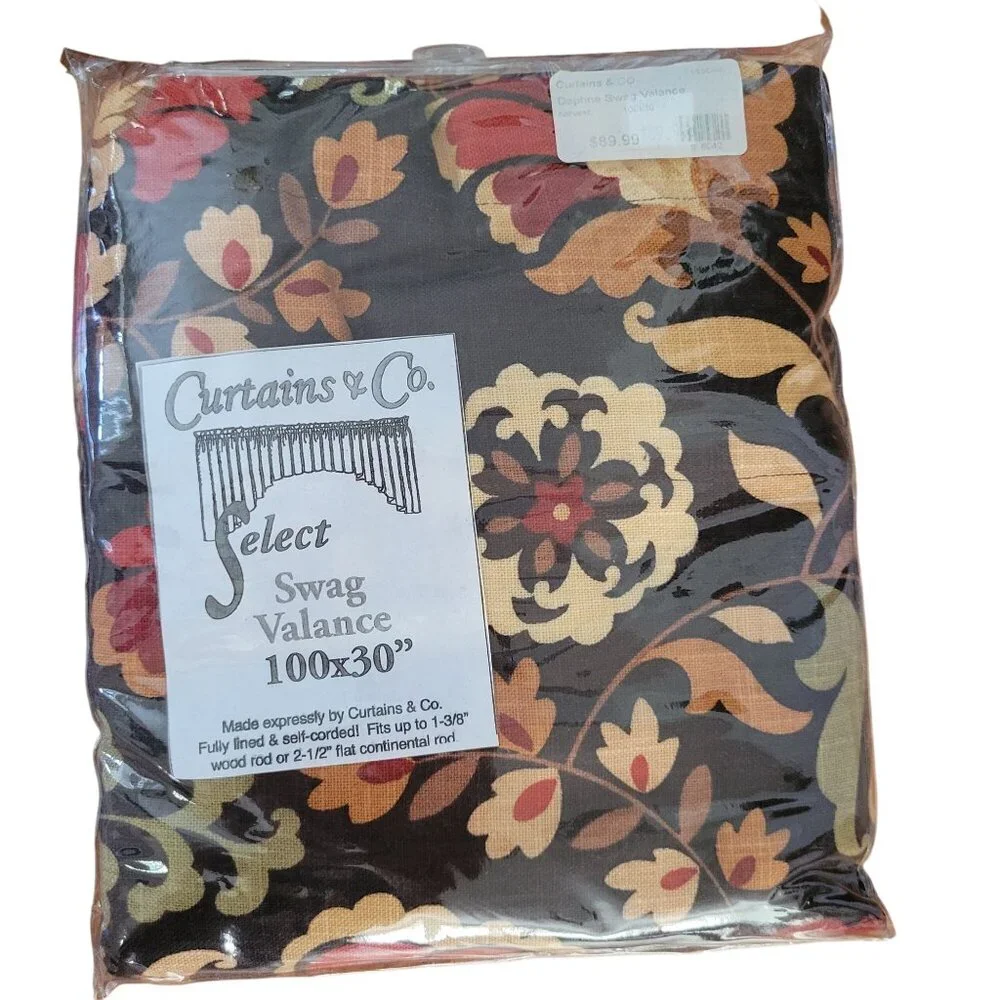 Curtains‎ Co Daphne Filler Valance 50x13 Swag Valance 100x30 Set Harvest Floral